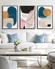 Modern Abstract Framed Wall Art Color Blocks Artwork Home Decor for Bedroom D…