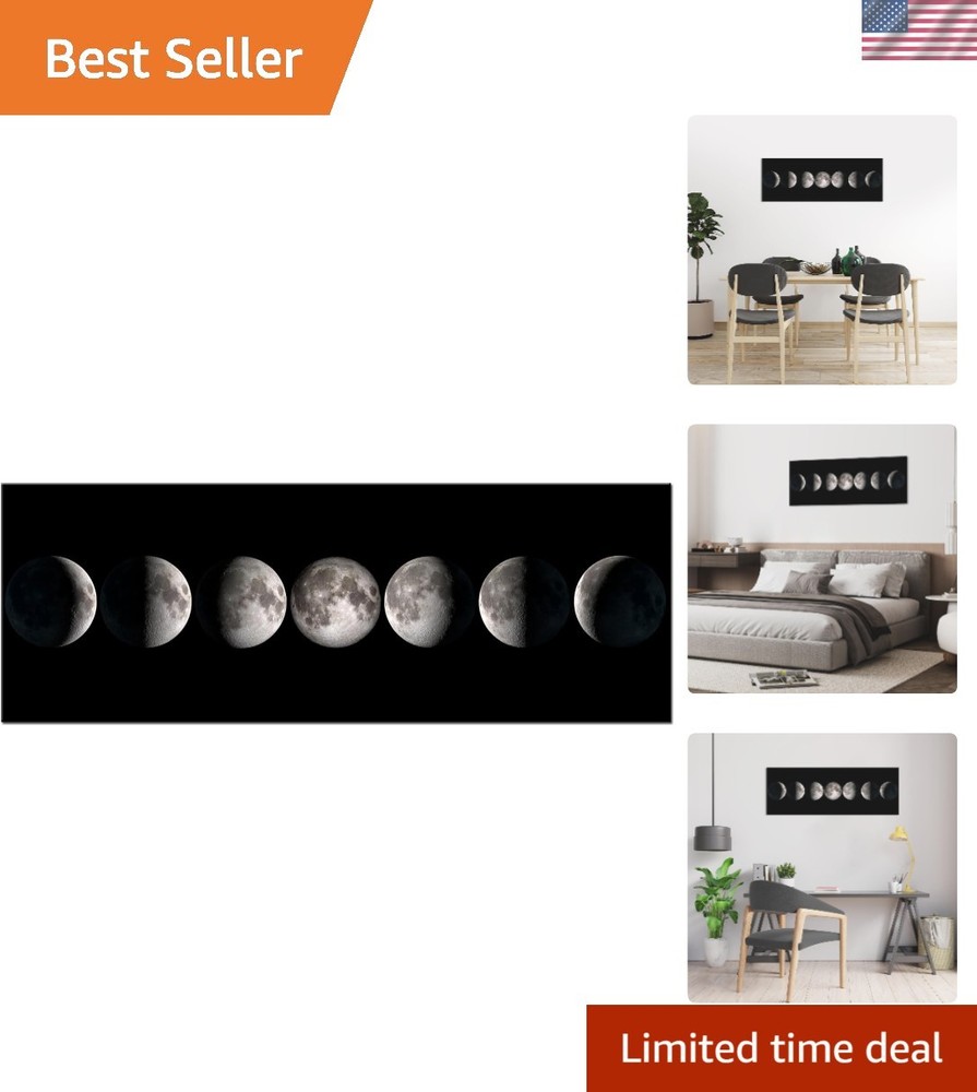 Modern Giclee Canvas Prints Stretched Artwork Phases of Moon Black and White …