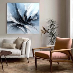 Modern Blue Art Hand Painted Oil Painting Abstract Canvas Wall Mural Aesthetic