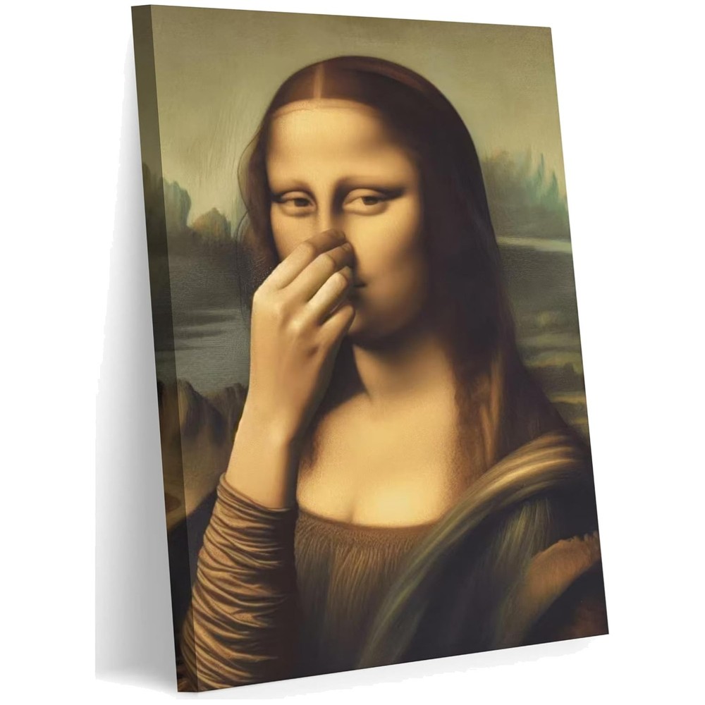 Whimsical Mona Lisa Humor Art Print Bathroom Decor