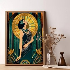 1920s Cocktail Poster | Gold Art Deco Nouveau Wall Art Print