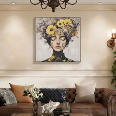 Beauty Posters Beauty lady Wall Art Gold and White Floral Canvas Artwork