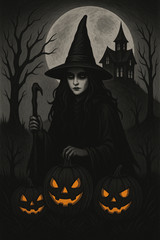 Halloween Mean Witch 2 POSTER 24 X 18 Inches Wall Art. Autum