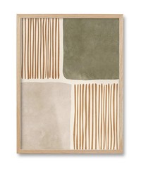 Natural OAK Wood Abstract Geometric Framed Wall Art,12x16in Neutral Green Bei…