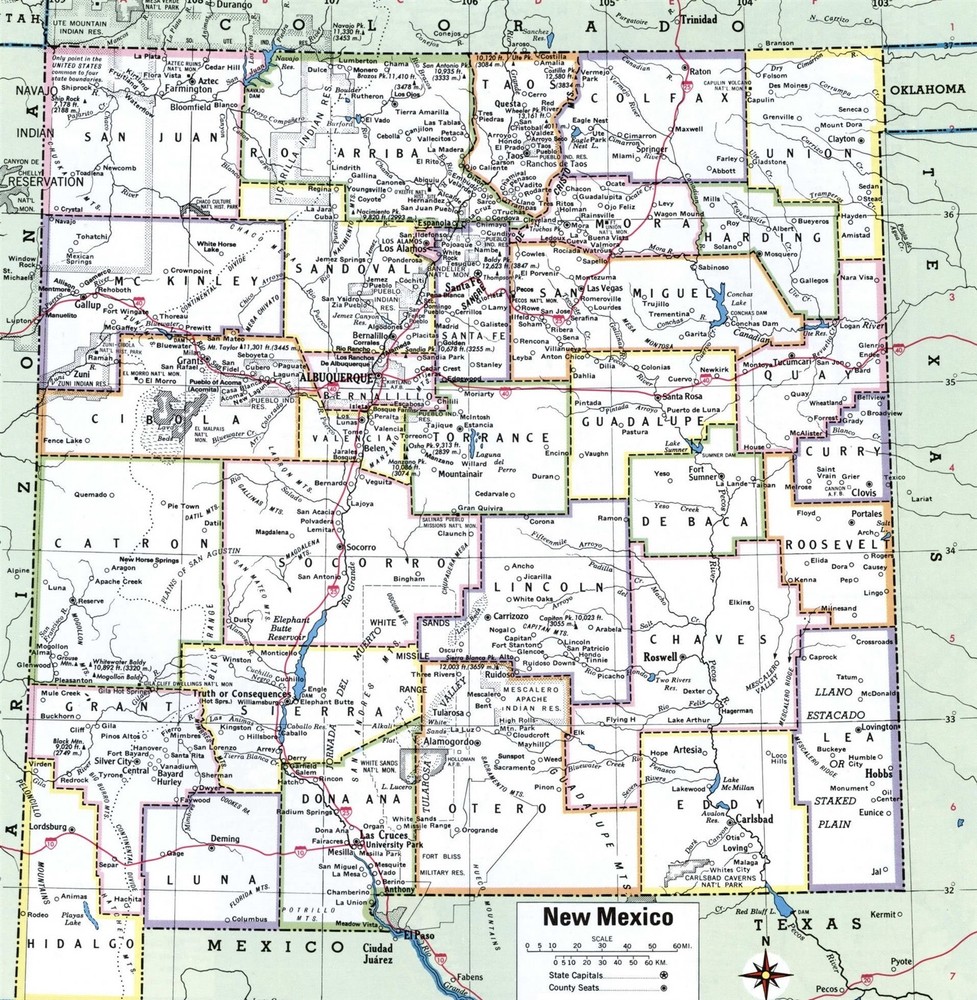 NEW MEXICO COUNTY COUNTIES MAP GLOSSY POSTER PICTURE PHOTO PRINT BANNER 10288