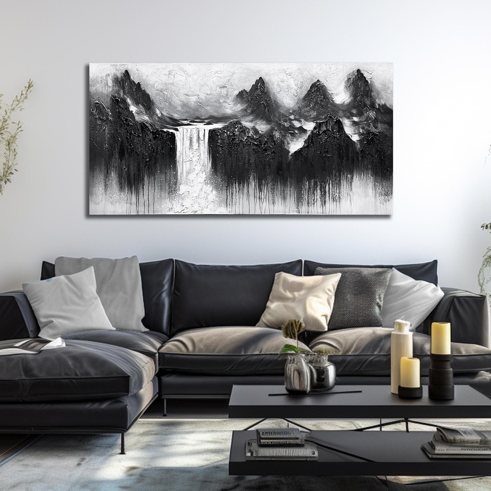 Waterfall Wall Decor for Dining Room Mountain Canvas Wall Art for Bedroom Bla…