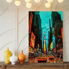 Times Square New York City Yellow Taxi Canvas Wall Art Urban Cityscape Print