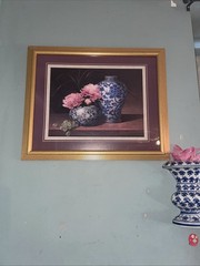 Wall Art Frame Pink Peonies In Blue And White Vase Wall Vase Included 2 Items