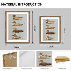 Vintage Framed Duck Wall Art, Rustic Farmhouse Hunting Canvas Wall Decor Pain…