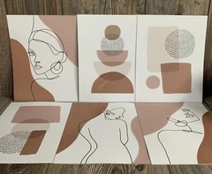 ArtbyHannah 6 Pack 8×10 Inch Modern Abstract Picture Art with Minimalist Line.
