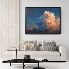 Dramatic Sunset Cumulus Cloud Wall Art, Billowing Peach And Gold Sky Canvas Art