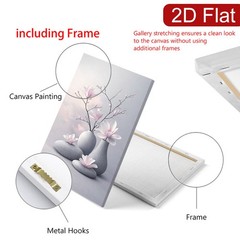 Canvas Art Framed Magnolia Vase Stone Zen Neutral Floral Home Wall Decor Gift