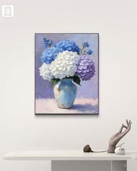 Blue Hydrangea Still Life – Elegant Floral Canvas Wall Decor