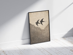 Swallow Bird Poster – Vintage Asian Wave Wall Art Home Decor Gift