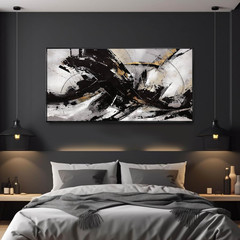 Framed Black Abstract Wall Art for Living Room & Office – 24”x48”
