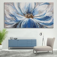 Flower Canvas Wall Art for Living Room Large White Blue Flower Picture Giclee…
