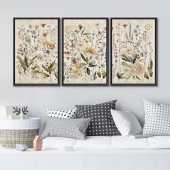 Wall26 Colorful Wildflowers Wall Art Floral Framed Canvas Prints Set of 3
