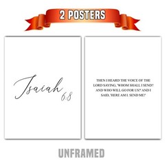 Isaiah 6:8, Bible Verse Quote, Set of 2 Poster Prints, Home Wall Art Décor