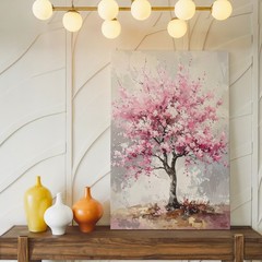 Cherry Blossom Tree Canvas Serene Spring Landscape Art Embrace The Quiet Wall