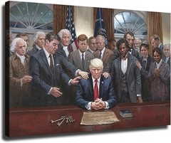 Legacy of Hope Historical Figures Praying for Donald Trump Canvas art poster