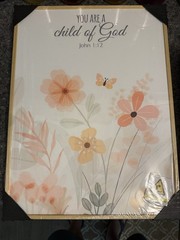 Set of 3 Framed Floral Religious Canvas Wall Art Prints Wood Frame 12×16