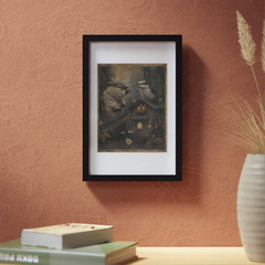 BEAVER WOODPECKER Woodworking Wall Art, Animal Friend Teamwork Botanical Poster