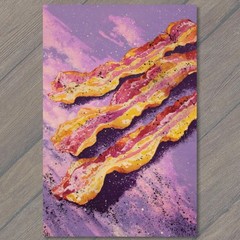 Art Print Cosmic Bacon Strips Galaxy Purple Sky Space Food Surreal Pop Dream