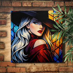 Stained glass style witch portrait Art Print, art nouveau inspired illustration