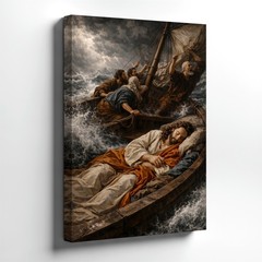 Wall Art Stormy Sea Boat Scene Religious Canvas Print Dramatic Ocean Home Decor
