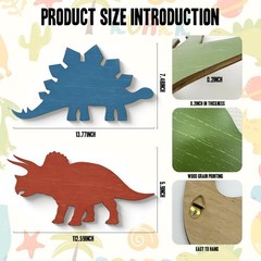 4 Pcs Dinosaur Wall Decors Wooden, Boys Dinosaurs Playroom Wall Decor, Farmho…