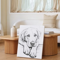 Black And White Sketch Of A Labrador Dog Canvas Wall Art Modern Animal Home