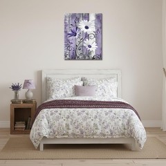 Farmhouse Daisy Floral Wall Art for Living Room, Purple Flower Butterfly Canv…
