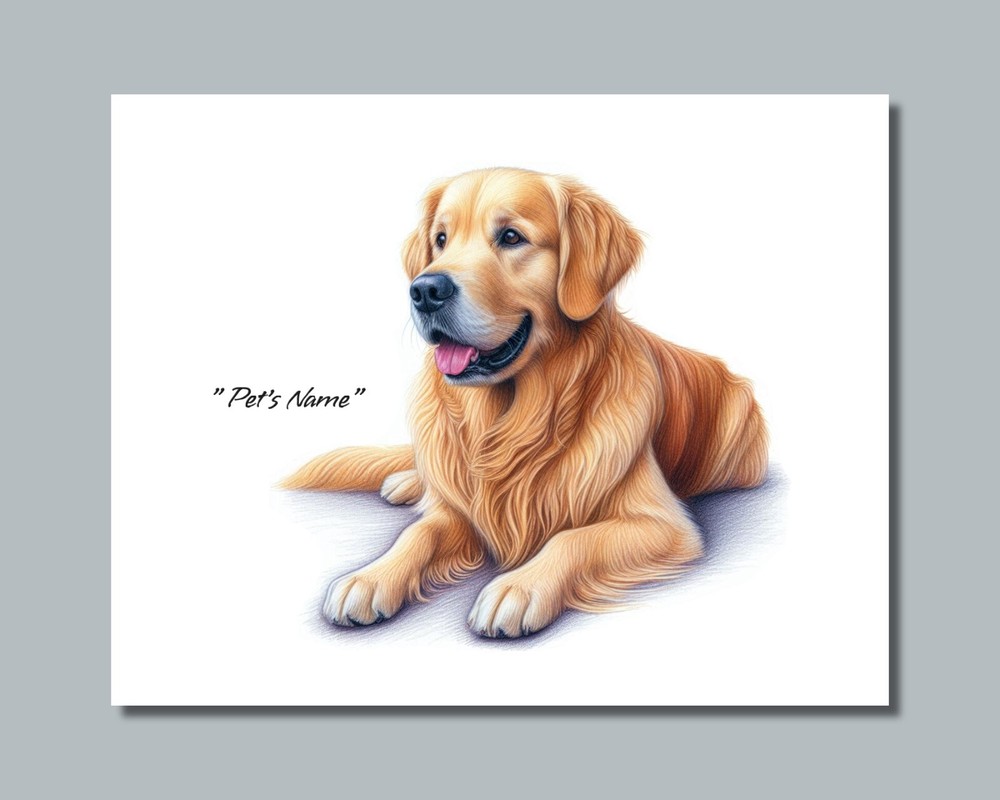 Personalized GOLDEN RETRIEVER Pet Print Photo DOG’S NAME Picture 8×10 11×14 (P5)