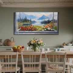 Stunning 40″x20″ Lake Landscape Canvas Art – Perfect for Living Room Decor