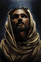 Jesus Christ Looking Up Religious Oil Painting Vintage Wall Decor – POSTER 20×30
