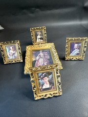 5 Vintage Gold Plastic ‘Framed Petites’ VICTORIAN STYLE reprints, 1-4×5 4- Small