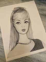 RETRO BARBIE Portrait Art Print 8×10 : Black & White Art #301 – SILKSTONE BARBIE