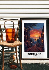Portland Maine Vintage Style Travel Poster – Home Decor, Wall Art