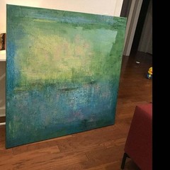 Canvas Wall Art Abstract Green Painting Blue Abstract Painting Abstract