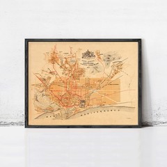 Old Map of Barcelona Catalunya 1911 Vintage Map | Wall Map Print Framed