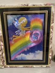 2 In Set Vintage Foil Art Fairy Pixie And Firefly Framed Picture Foil 10×8