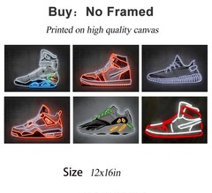 6Pcs Neon Effect Sneakers Wall Art Teen Art Posters Prints Fashion Trendy Neo…