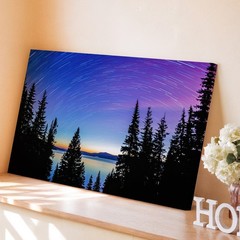 Breathtaking Night Sky Over A Tranquil Lake, Showcasing A Swirling Star Wall Art