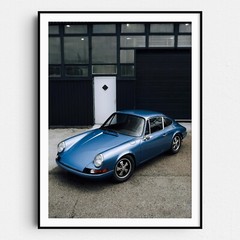 Old Blue Porsche 911 Retro Sports Cars Vintage Blue Wall Art Poster Print