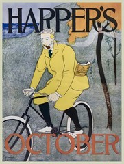 16404.Wall Decor Poster.Interior Art.Harpers October Bicycle Ad Magazine Cover