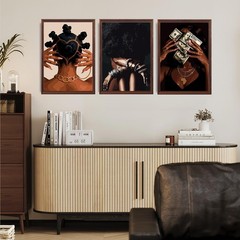 Trendy Black Girl Wall Art African American Women Pictures Wall Decor Fashion Bl