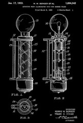 1933 – Rotating Neon Illuminated Unit For Barber Poles – Patent Art Poster