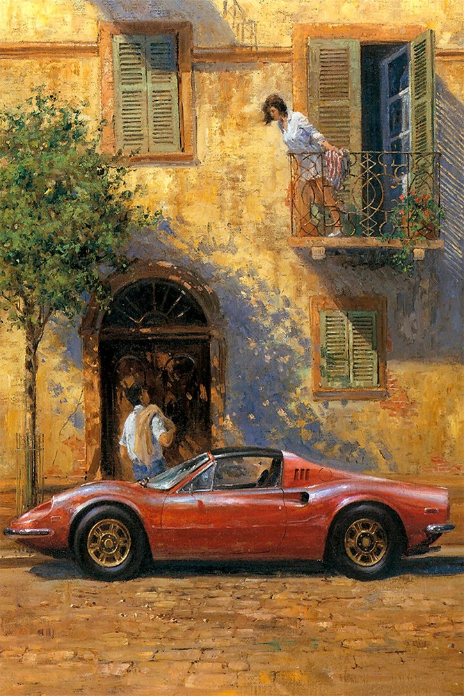 Classic Ferrari Car Couple Original Vintage Wall Art Home Decor – POSTER 20×30
