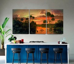 Florida Sunset Wall Art by Martin Johnson Heade Art, Canvas Art Print 48″x24″