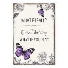 Inspirational Quote Canvas Wall Art : Purple Butterfly Picture Motivational F…